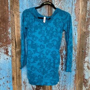 Soybu Lightweight Pull Over Green Floral Hoodie